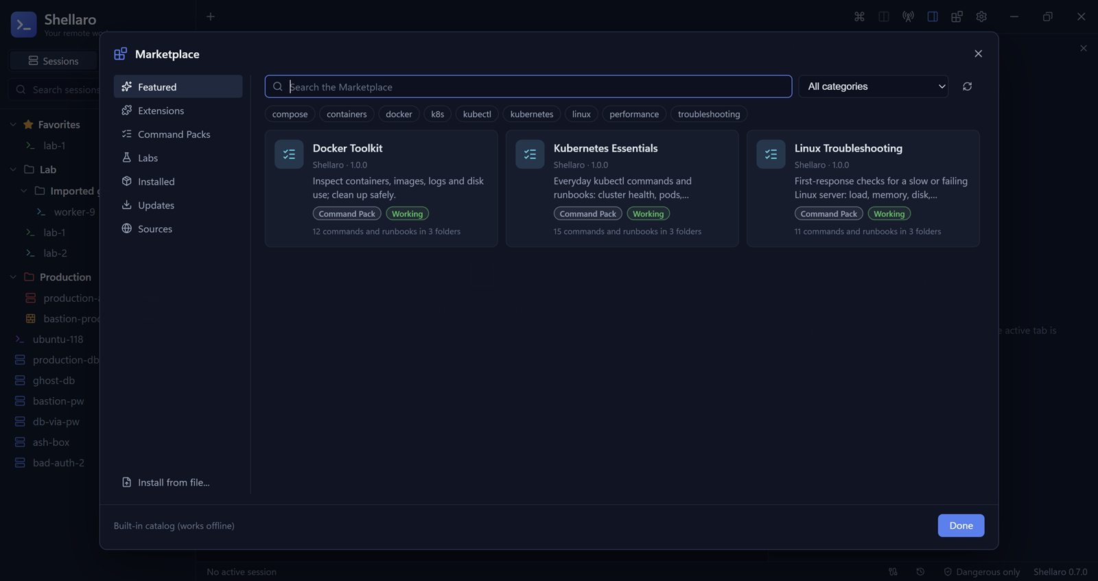 The Marketplace with Command Packs